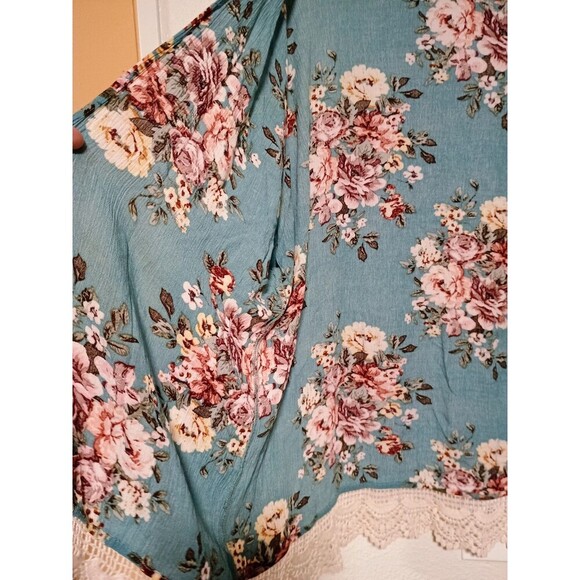 Umgee Womens Boho Floral Kimono Cardigan Size Large 100% Rayon - Picture 3 of 6